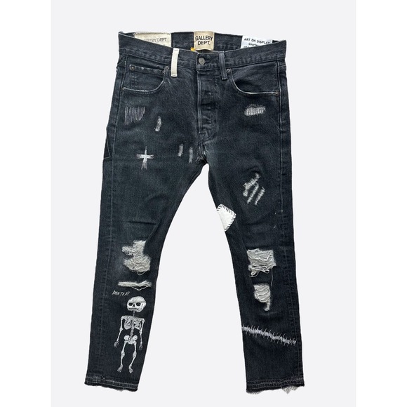 Gallery Dept Black F**k Face Distressed Jeans - Picture 1 of 6